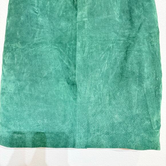 Express Green Suede Leather Mini Skirt Sz 5/6 - Picture 3 of 11